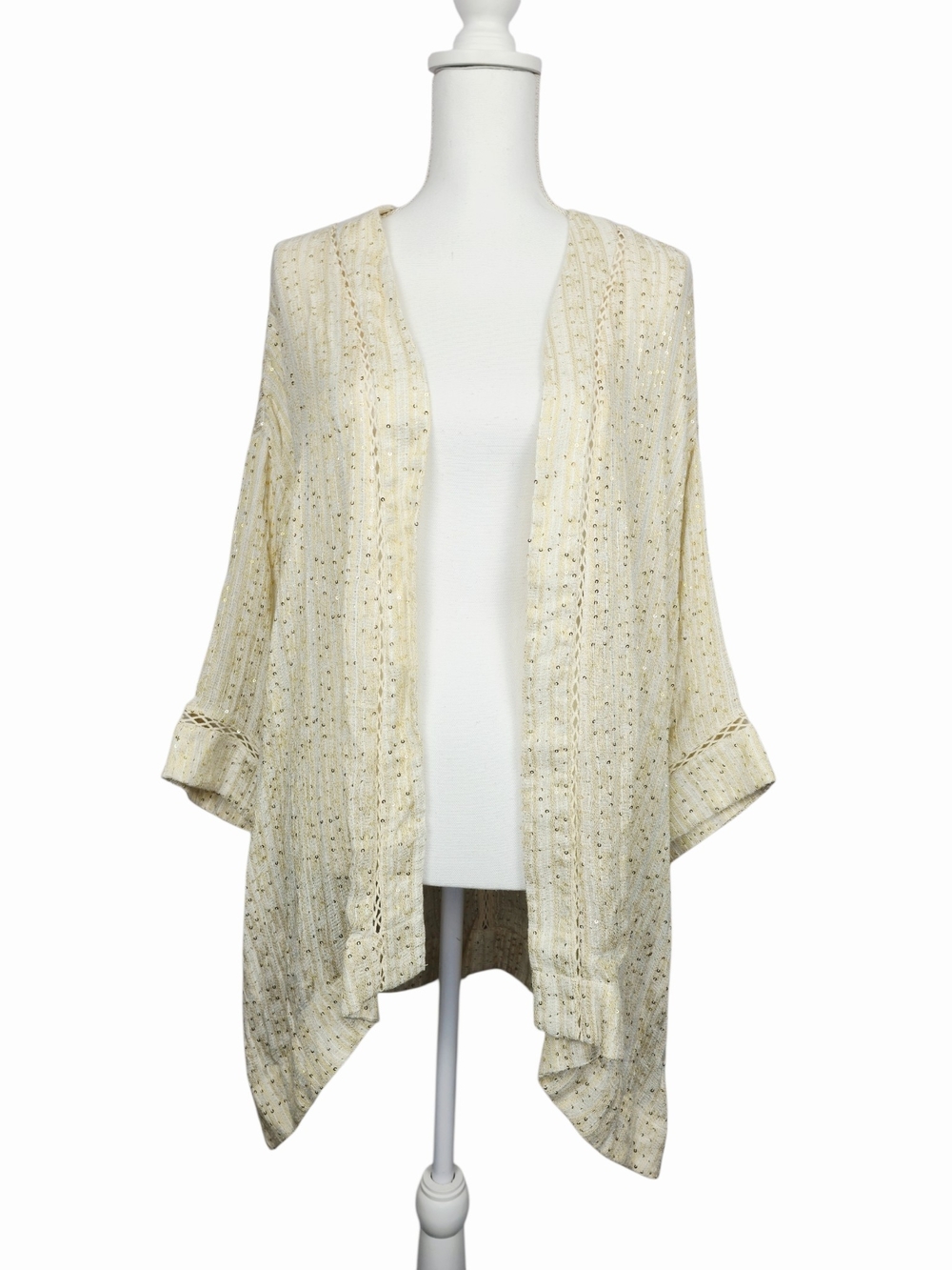 NWT Soft Surroundings Gold Sequin Cover Up cardigan